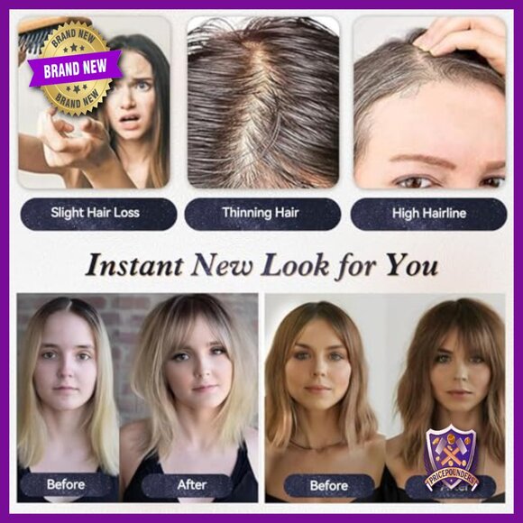 Real Human Hair Topper 12in Swiss Lace Base for Thinning Hair No Bangs main image 5